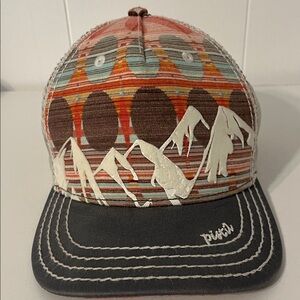Pistil Gray Orange Teal White Mountains Trucker Hat